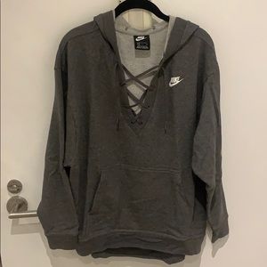 Nike Lace Up Grey Hoodie
